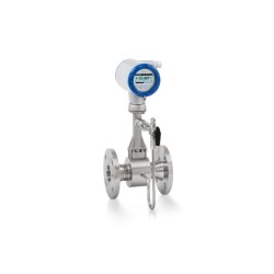 OPTISWIRL 4200 C – Compact version with integrated pressure / temperature compensation, shut-off valve and flange